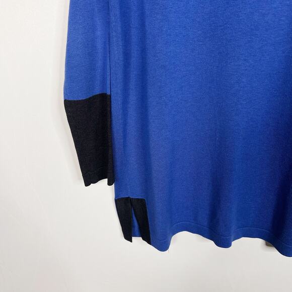 Eileen Fisher Small S Blue Gray Tencel Organic Cotton Silk Colorblock Sweater - Picture 4 of 7